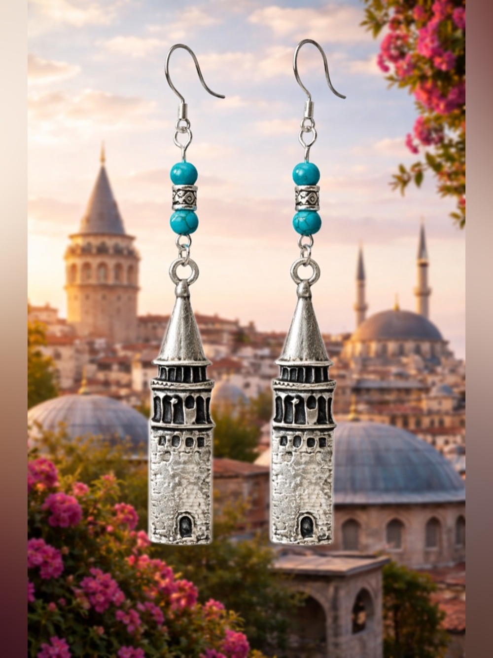 Galata Tower Earrings • Istanbul Turkish Jewelry • Boho Statement